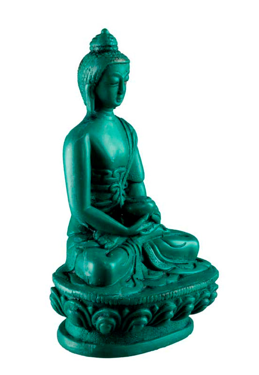 Statue Bouddha Amitabha Dhyana Mudra – Résine turquoise artisanale du Népal