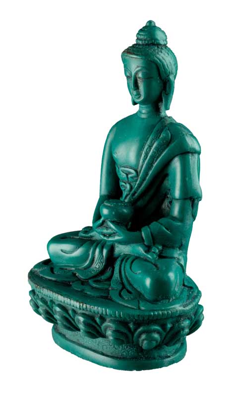 Statue Bouddha Amitabha Dhyana Mudra – Résine turquoise artisanale du Népal