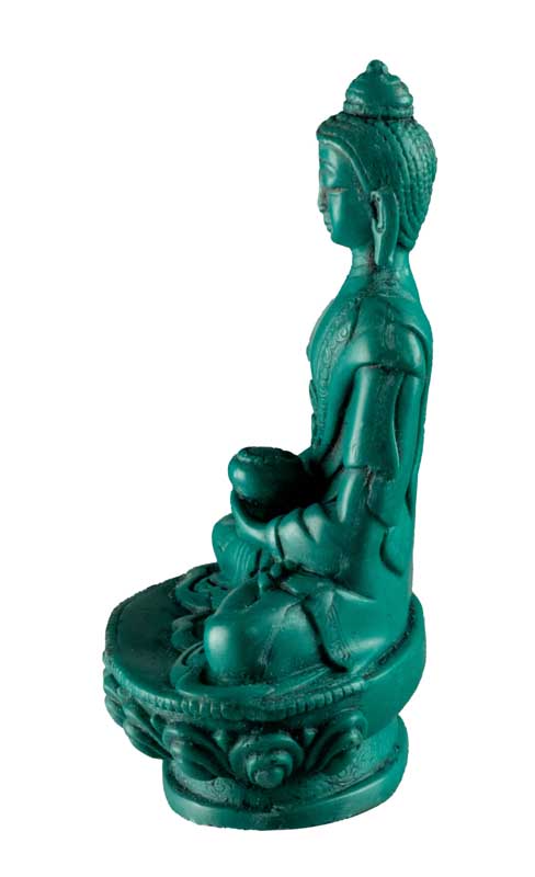 Statue Bouddha Amitabha Dhyana Mudra – Résine turquoise artisanale du Népal