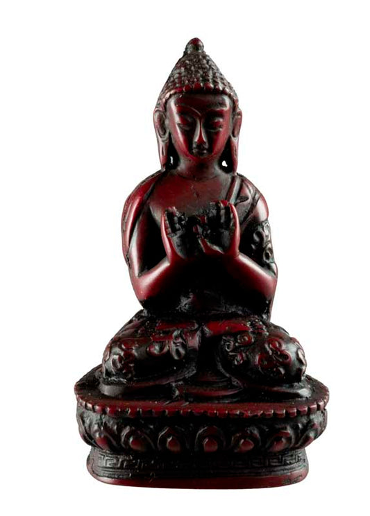 Statue Bouddha Vairocana 9 cm – Dharmachakra Mudra en résine artisanale du Népal