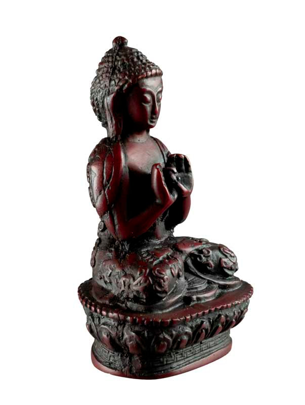 Statue Bouddha Vairocana 9 cm – Dharmachakra Mudra en résine artisanale du Népal