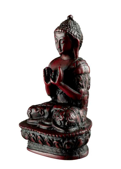 Statue Bouddha Vairocana 9 cm – Dharmachakra Mudra en résine artisanale du Népal