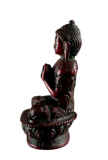 Statue Bouddha Vairocana 9 cm – Dharmachakra Mudra en résine artisanale du Népal