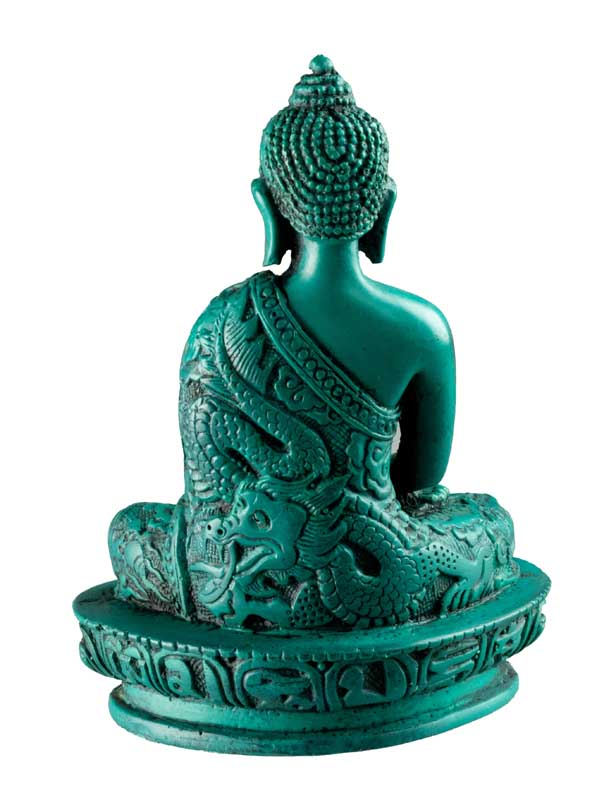 Statue Bouddha Amitabha Dhyana Mudra en Résine Turquoise – Artisanat du Népal