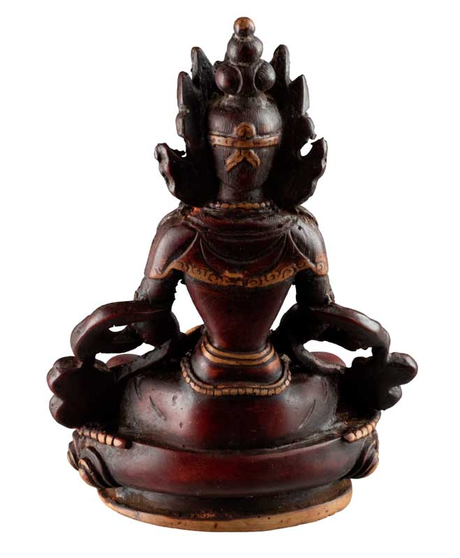 Statue Bouddha Amitayus de la Longévité Infinie en Résine Bicolore 14,5 cm – Artisanat Népalais