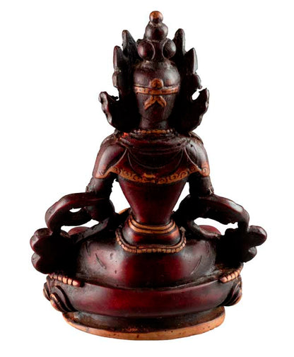 Statue Bouddha Amitayus de la Longévité Infinie en Résine Bicolore 14,5 cm – Artisanat Népalais