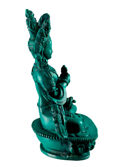 Statue de Vajrasattva (Dorje Sempa) en Résine Turquoise – Artisanat du Népal