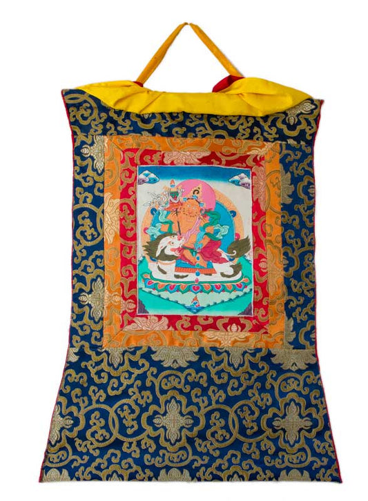 Thangka Tibétain Vaisravana Kubera – Dieu De La Richesse Et Gardien Du Monde