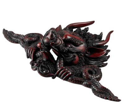 Masque Yamantaka en Résine Bordeaux 37 cm – Décoration Murale Népal