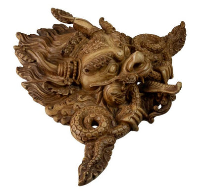 Masque Cheppu en Résine Beige 25,5 cm – Décoration Murale Népal