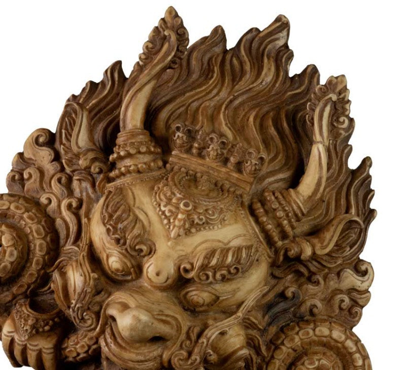 Masque Cheppu en Résine Beige 25,5 cm – Décoration Murale Népal