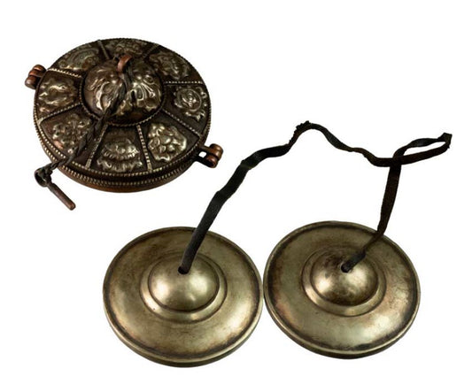 Tingsha Tibétaines Bouddhistes – Cymbales avec Étui Traditionnel Ø 7,5 cm