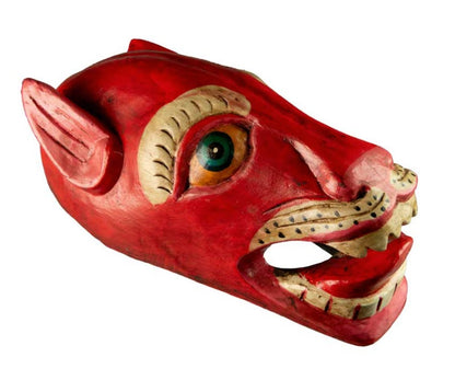Masque Zoomorphe Chien Népalais – Bois – Décoration Murale