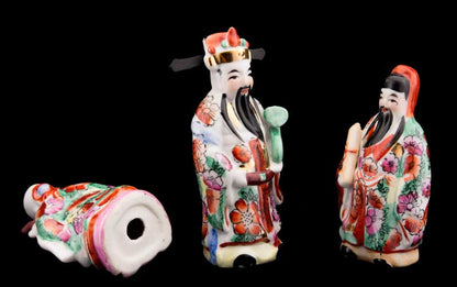 Trois Sages Dieux Chinois Fuk Luk Sau – Statuettes en Céramique