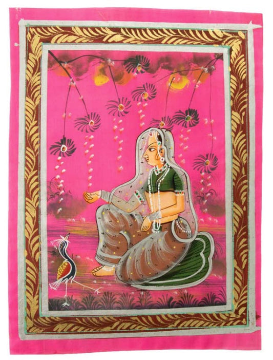 Peinture Rajput Miniature Art Mughal Inde : Séduction Royale 31 cm