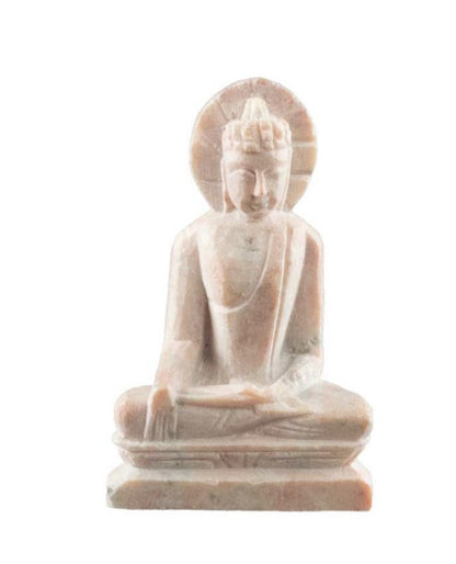 Statuette Bouddha Sakyamuni en pierre sculptée – Miniature spirituelle artisanale d’Inde