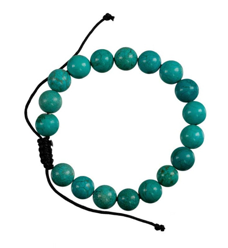 Bracelet bouddhiste perles turquoise en résine – Bijou artisanal népalais