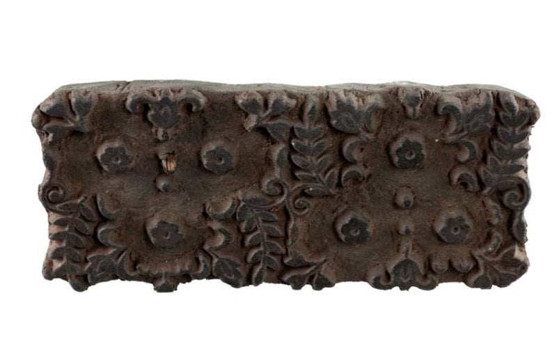 Tampon Batik Indien En Bois Ancien Motif Floral