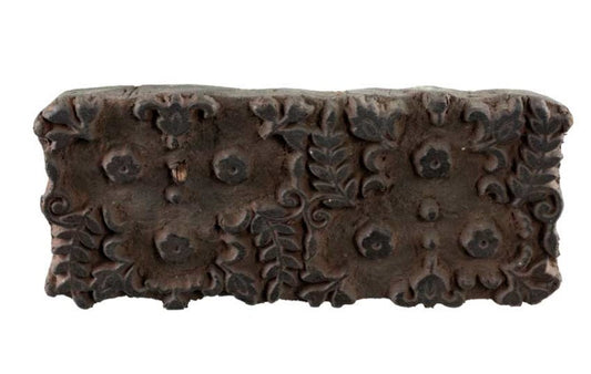 Tampon Batik Indien En Bois Ancien Motif Floral