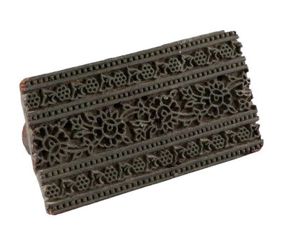 Tampon Indien En Bois Ancien – Impression Batik Motif Floral