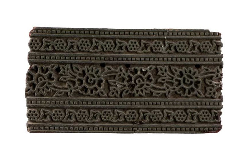 Tampon Indien En Bois Ancien – Impression Batik Motif Floral