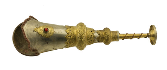 Trompette tibétaine Kangling – instrument rituel du Chöd en métal repoussé