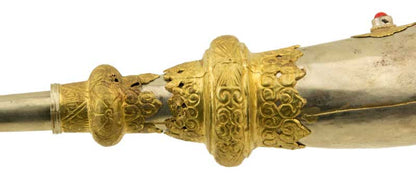 Trompette tibétaine Kangling – instrument rituel du Chöd en métal repoussé