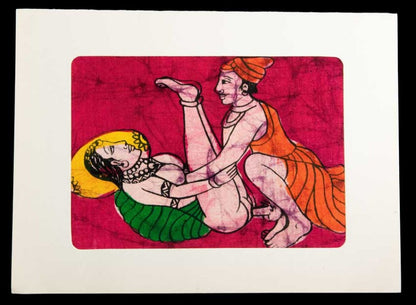 Tenture Kamasutra Batik – Miniature Érotique Indienne