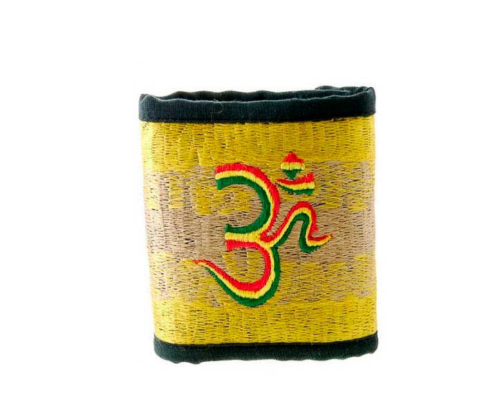 Portefeuille Rasta Om Hindouiste Jaune Brodé – Artisanat Népalais