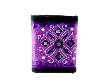 Portefeuille Violet Rosace Brodé – Artisanat Népalais