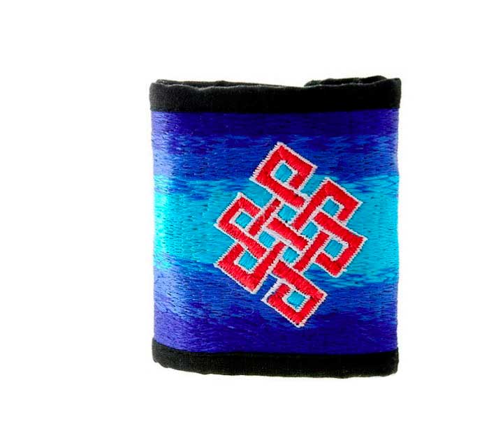 Portefeuille Nœud Infini Bouddha Bleu – Artisanat Népalais