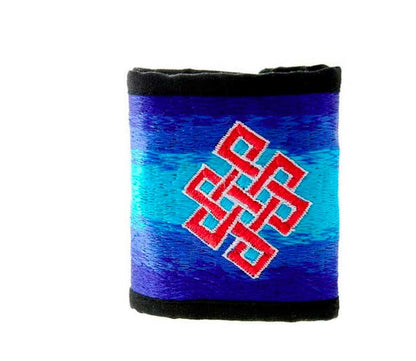 Portefeuille Nœud Infini Bouddha Bleu – Artisanat Népalais