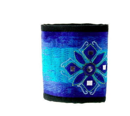 Portefeuille Bleu Rosace – Artisanat Népalais
