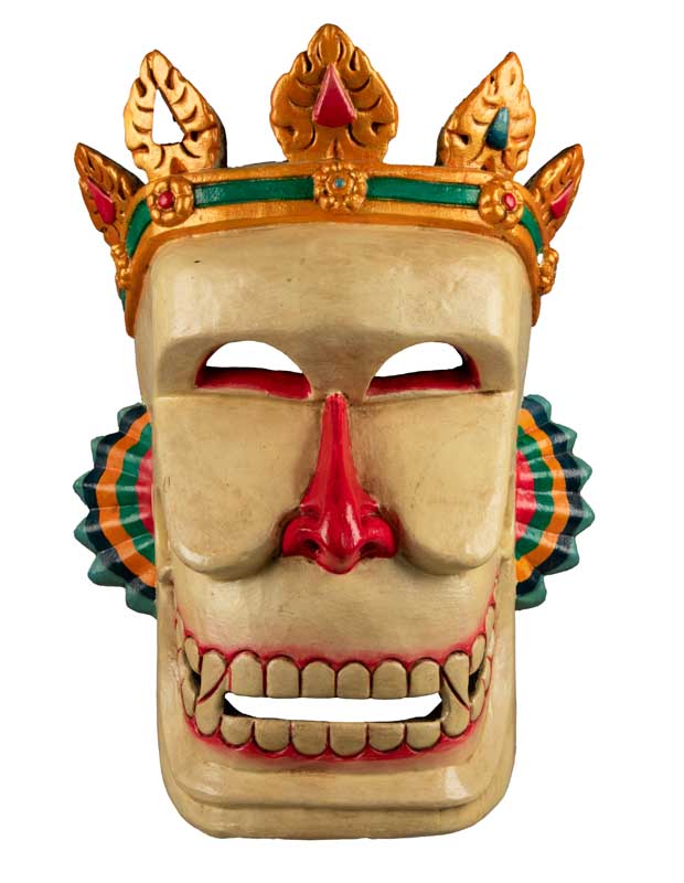 Masque Crâne Citipati – Masque Tibétain de Danse Cham en Bois