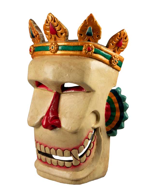 Masque Crâne Citipati – Masque Tibétain de Danse Cham en Bois