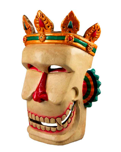 Masque Crâne Citipati – Masque Tibétain de Danse Cham en Bois