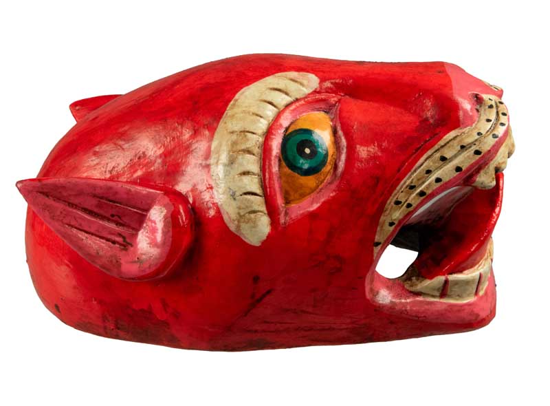 Masque Chien Rouge Danse Rituelle Bouddhiste – Népal
