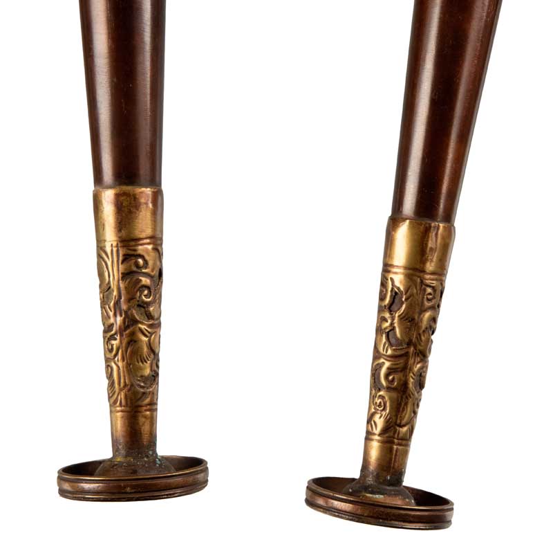 Lot de 2 trompettes tibétaines Dungchen en cuivre et laiton – Instruments rituels artisanaux