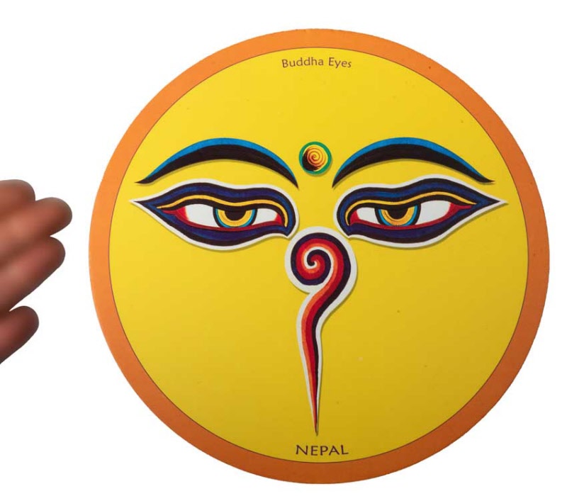 Coussin pour Bol Tibétain Yeux de Bouddha – Support Antidérapant du Népal