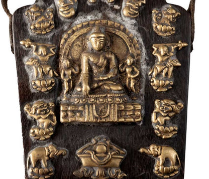 Ghau tibétain – reliquaire bouddhiste de voyage Bouddha Shakyamuni en bois et métal