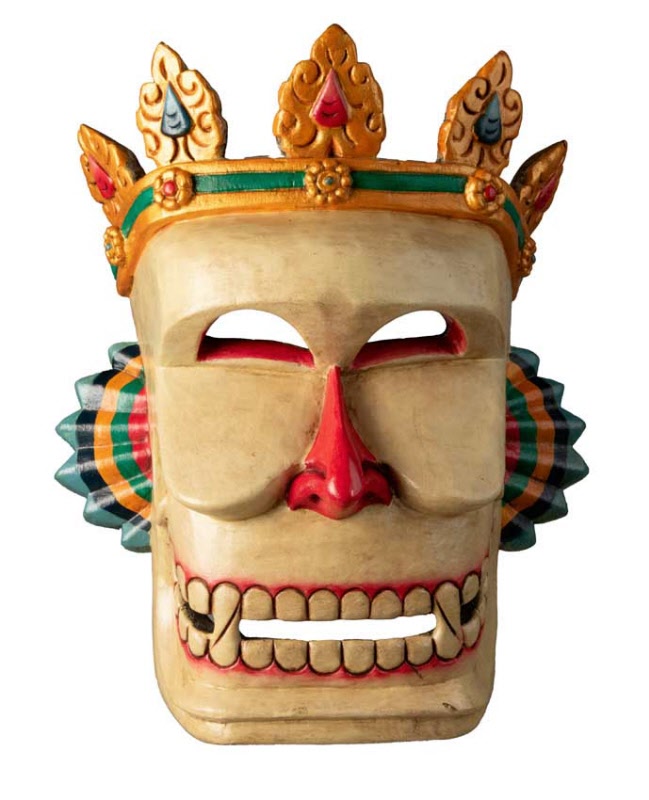 Masque Népalais Citipati Tête de Mort – Masque Tibétain de Danse Cham en Bois