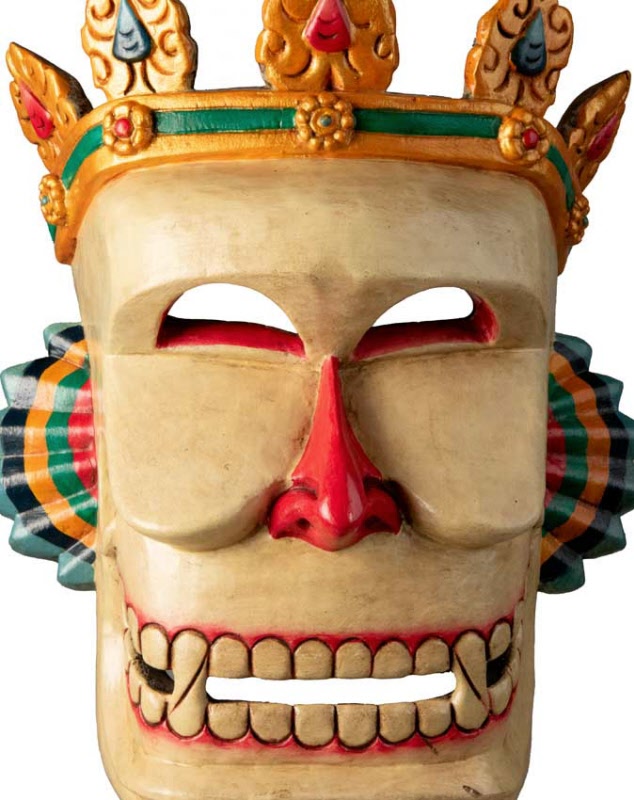 Masque Népalais Citipati Tête de Mort – Masque Tibétain de Danse Cham en Bois