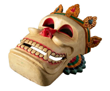 Masque Népalais Citipati Tête de Mort – Masque Tibétain de Danse Cham en Bois