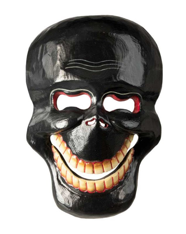 Masque Népalais Citipati Noir – Tête de Mort Bouddhiste Danse Cham en Bois