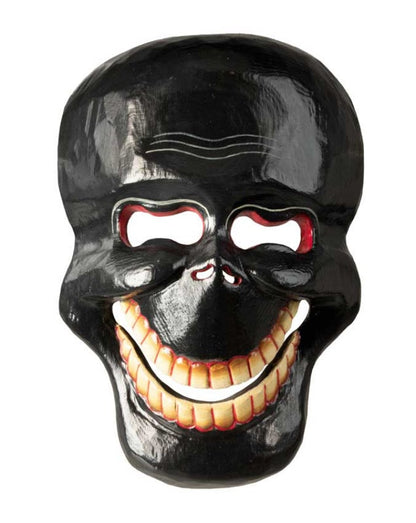 Masque Népalais Citipati Noir – Tête de Mort Bouddhiste Danse Cham en Bois