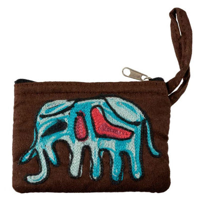 Porte-Monnaie Brodé Éléphant – Artisanat Népalais