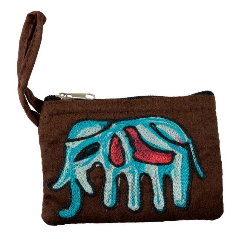 Porte-Monnaie Brodé Éléphant – Artisanat Népalais