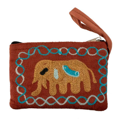 Porte-Monnaie Brodé Éléphant – Artisanat Népalais