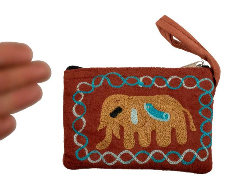 Porte-Monnaie Brodé Éléphant – Artisanat Népalais