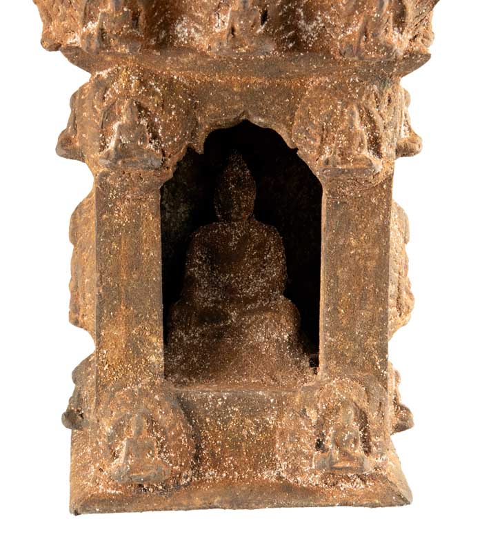 Temple bouddhiste avec statue de Bouddha Shakyamuni 25 cm – autel pagode artisanal du Népal